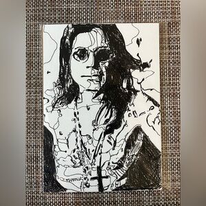 Ozzy Osbourne Black and White Original Pen Art 5x7in